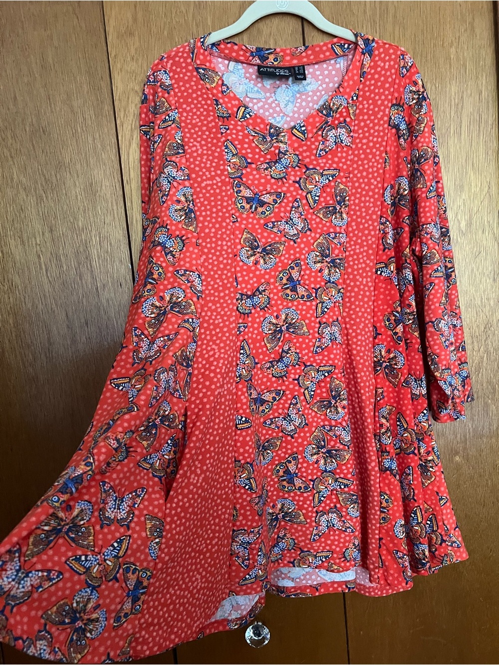 Attitudes by Renee Orange Butterfly Print V-neck Tunic - Picture 6 of 13